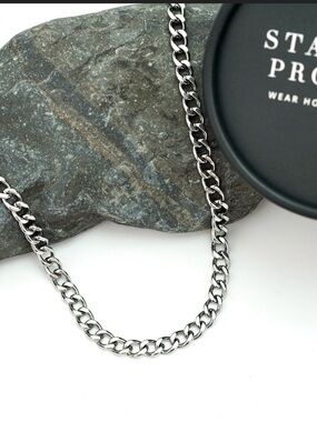 linked curb chain necklace in stainless steel